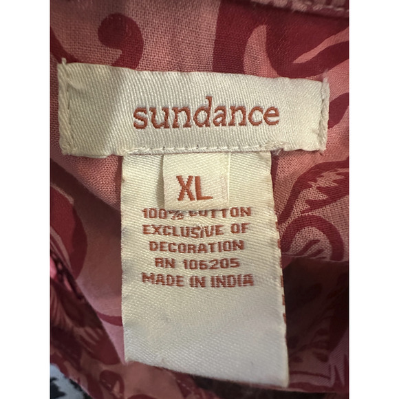 Sundance Embroidered Beaded Floral Button Up Shirt Long Sleeve Cotton XL Top - Picture 11 of 14